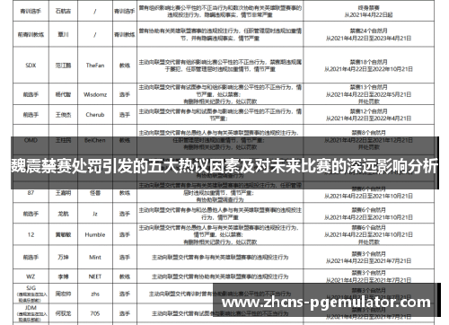 魏震禁赛处罚引发的五大热议因素及对未来比赛的深远影响分析