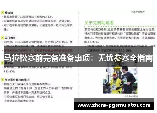马拉松赛前完备准备事项：无忧参赛全指南