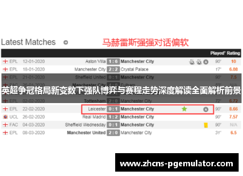 英超争冠格局新变数下强队博弈与赛程走势深度解读全面解析前景